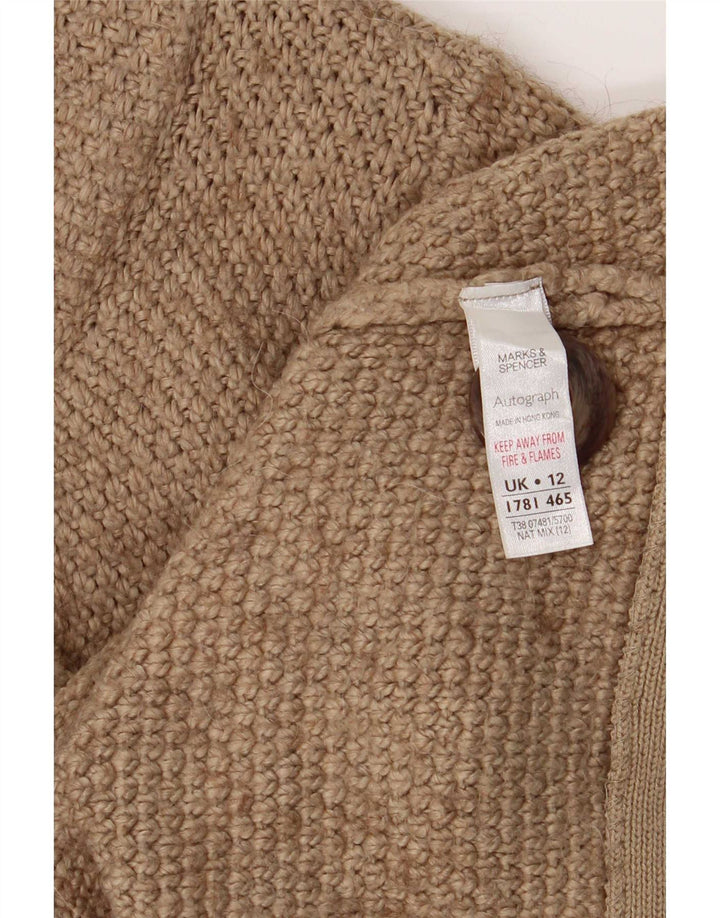 Marks & Spencer Damen-Strickjacke mit 3/4-Ärmeln, UK 12, Mittelbeige