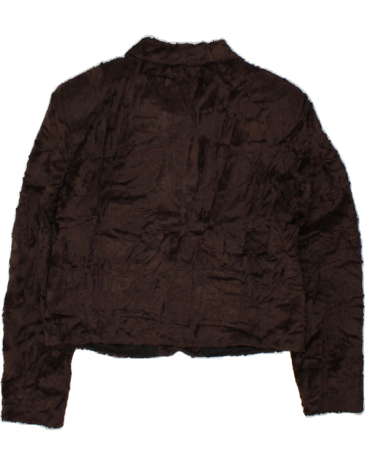 COLLECTION Womens Crop 4 Button Blazer Jacket UK 14 Medium Brown Polyester Vintage Collection and Second-Hand Collection from Messina Hembry 