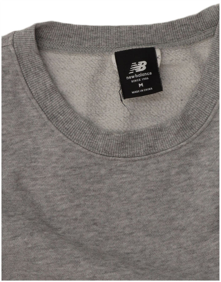 New Balance Herren-Sweatshirt-Pullover aus mittelgrau gefleckter Baumwolle