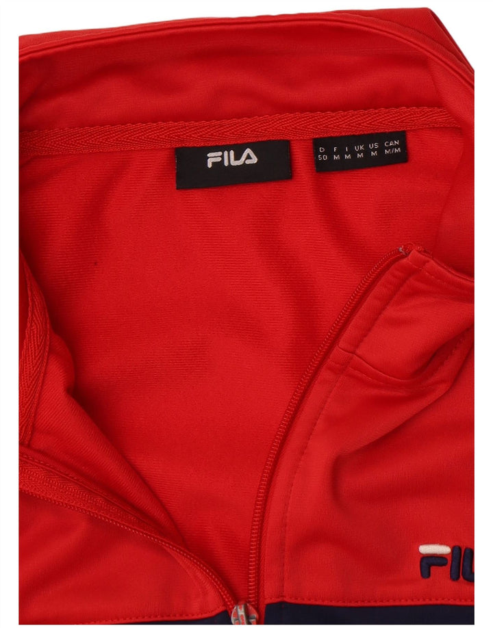 Fila Herren-Trainingsanzug-Oberjacke, Mittelrot, Farbblock