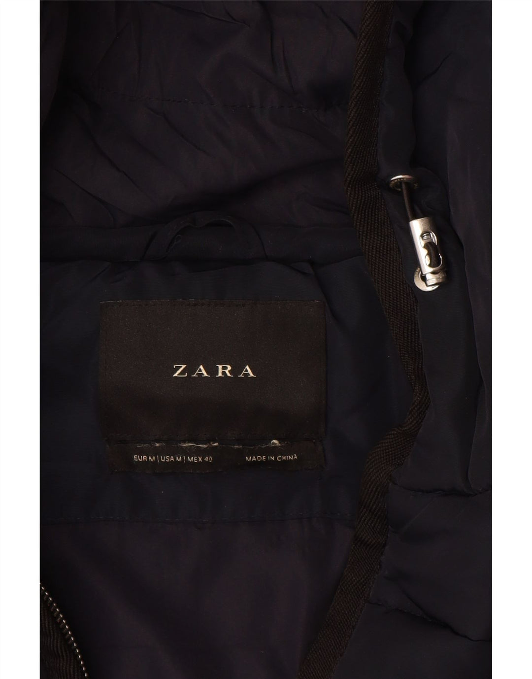 ZARA Herren-Jacke mit Kapuze, gepolstert, Größe 38, Mittel, Marineblau, Farbblock