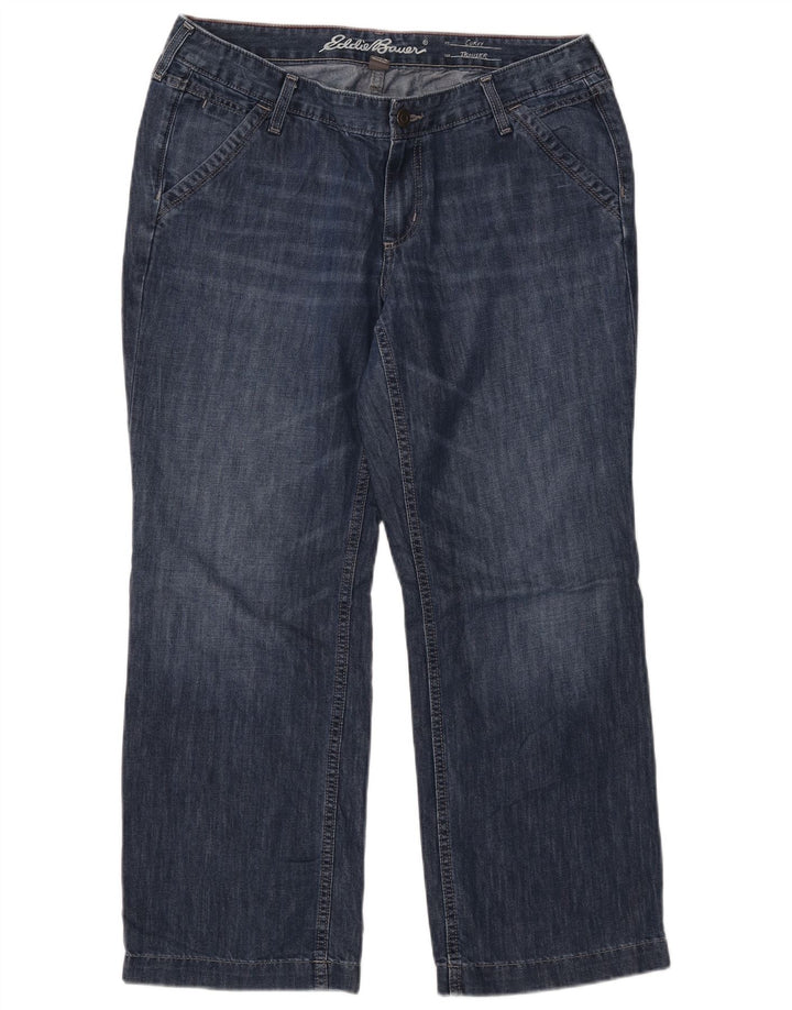 Eddie Bauer Damen Curvy Straight Jeans US 12 Large W35 L27 Blaue Baumwolle