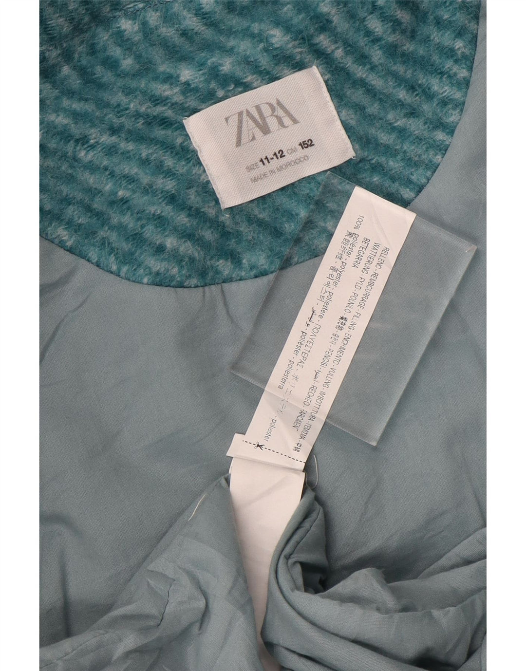 Zara-Mantel für Mädchen, 11–12 Jahre, türkisfarbenes Nadelstreifen-Polyester