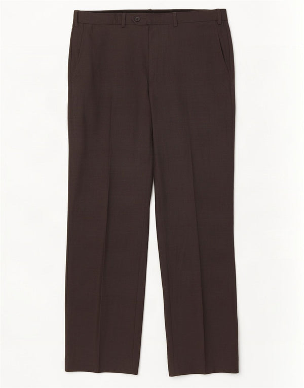 Marks & Spencer Mens Straight Suit Trousers W36 L31 Grey Wool