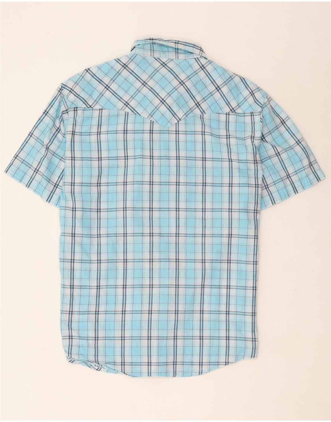 Wrangler Herren-Kurzarmhemd XL, blau kariert, Baumwolle