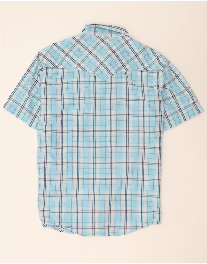 Wrangler Herren-Kurzarmhemd XL, blau kariert, Baumwolle