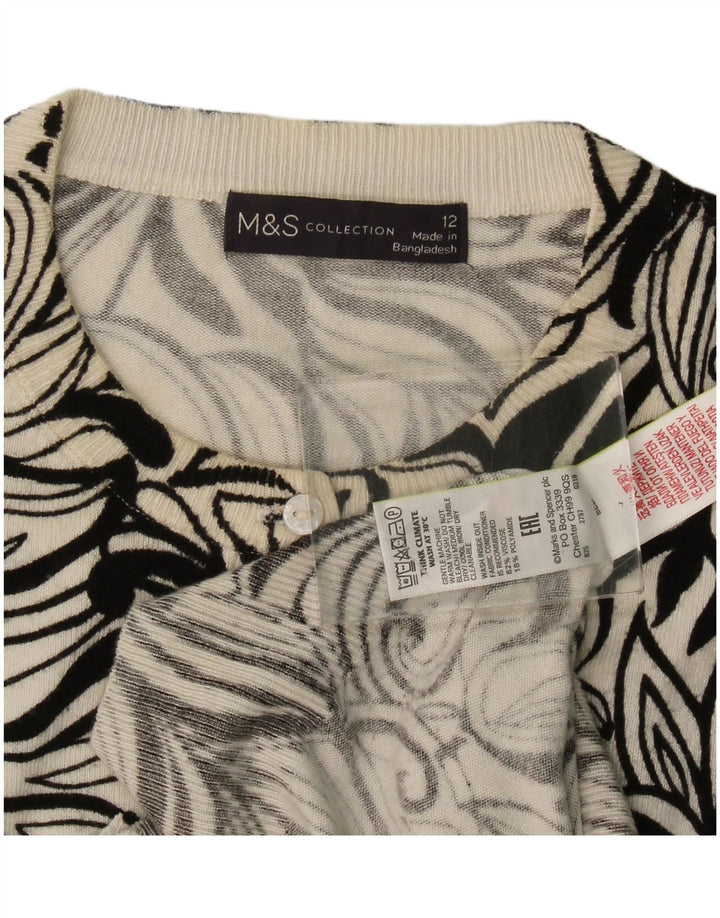 Marks & Spencer Damen-Cardigan-Pullover UK 12 Medium Black Floral Viscose