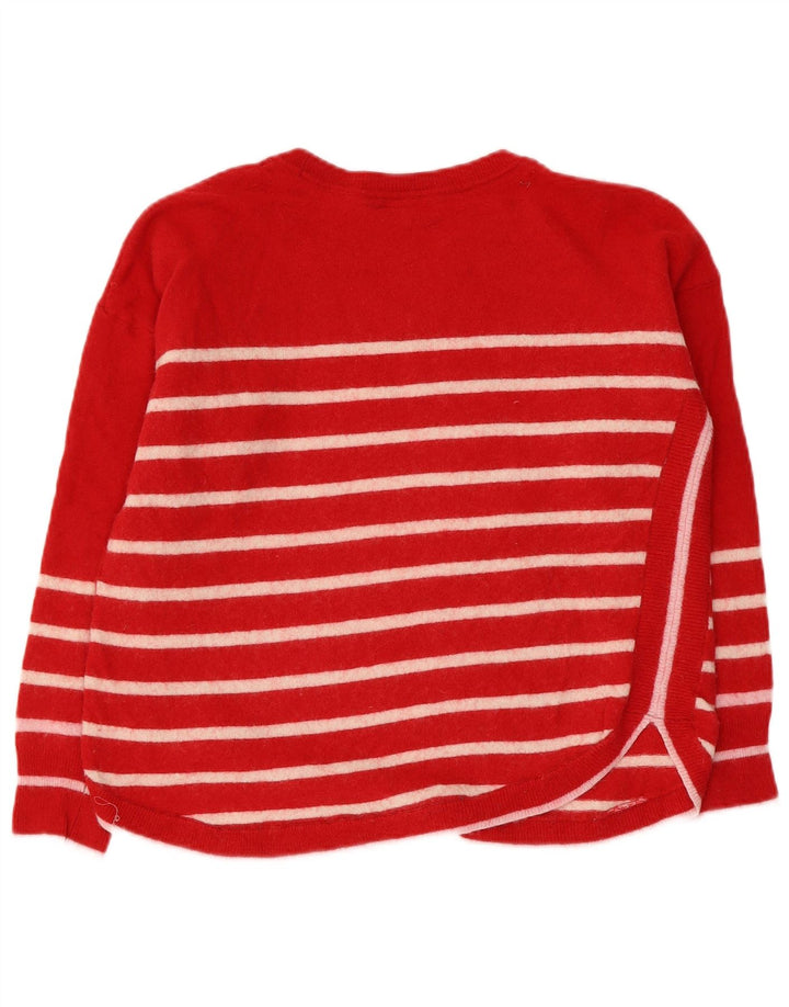 CREW CLOTHING Damen-Pullover mit U-Boot-Ausschnitt, UK 14, große rot gestreifte Wolle