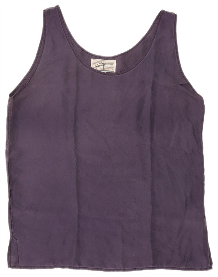 Caruso Damen ärmelloses Blusenoberteil UK 14 Medium Navy Blue Silk