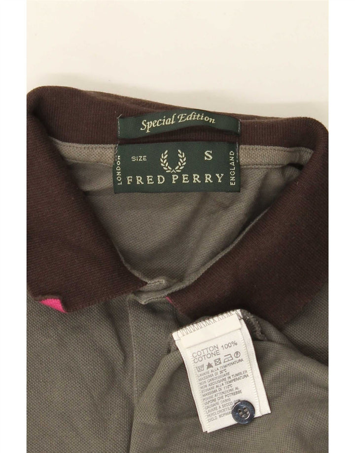 Fred Perry Herren-Langarm-Rugby-Poloshirt, Größe S, Grau, Baumwolle