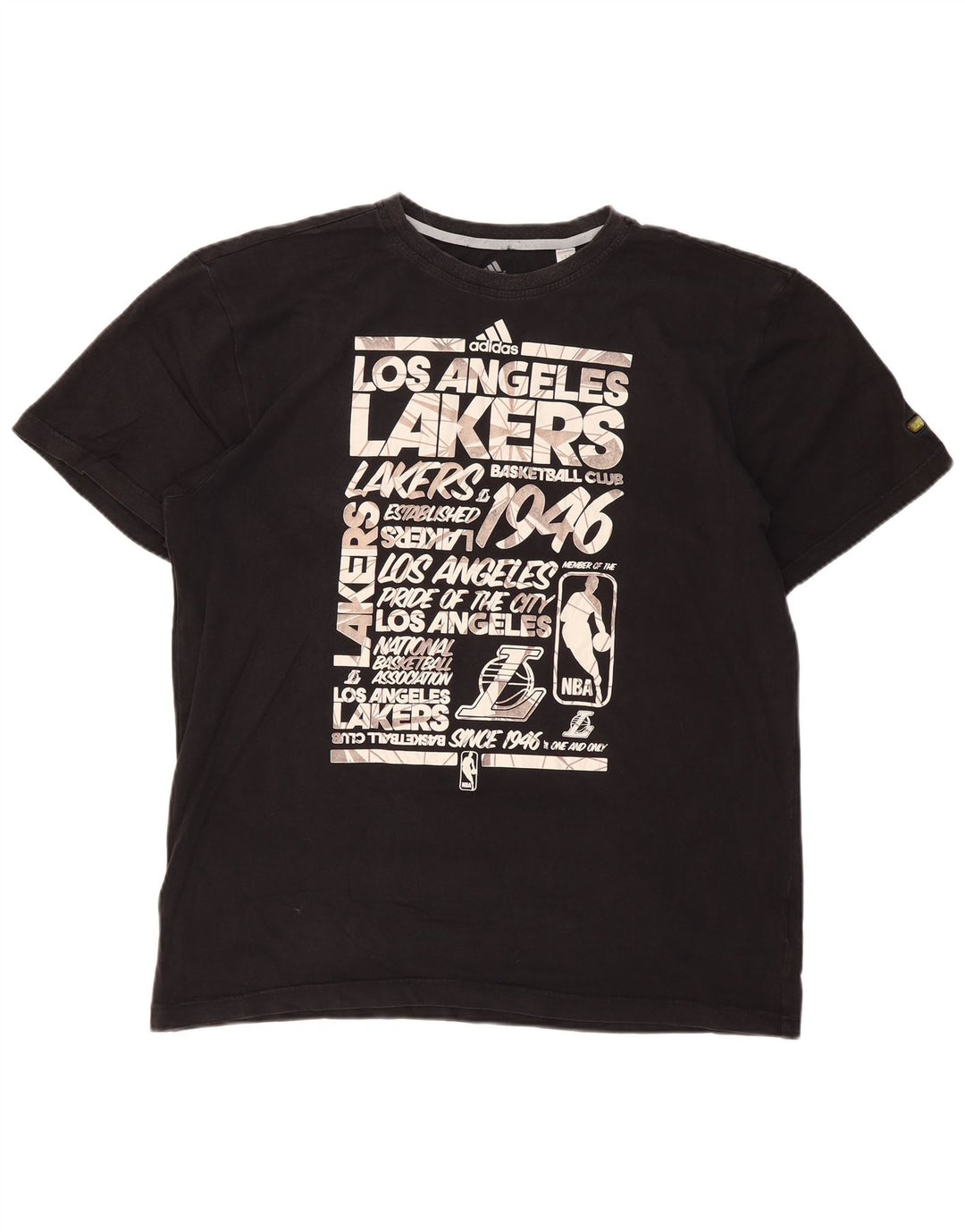 ADIDAS Herren Los Angeles Lakers Grafik T-Shirt Top 2XL Schwarz Baumwolle