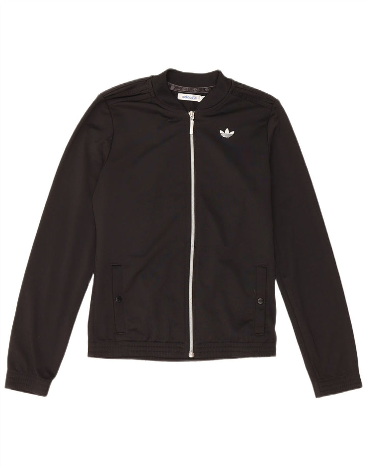 Adidas Damen-Trainingsanzug mit normaler Passform, Top-Jacke, EU 36, klein, schwarzes Polyester