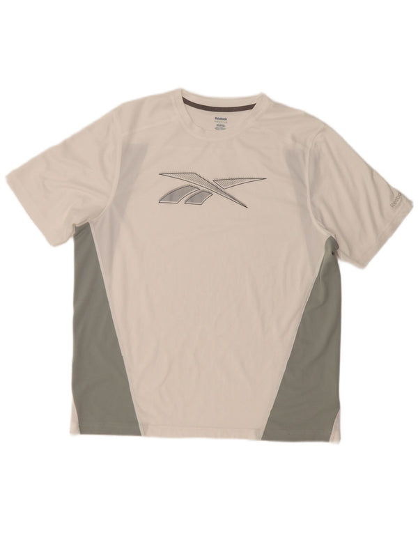 Reebok Herren Grafik T-Shirt Top XL Weiß Colourblock Polyester
