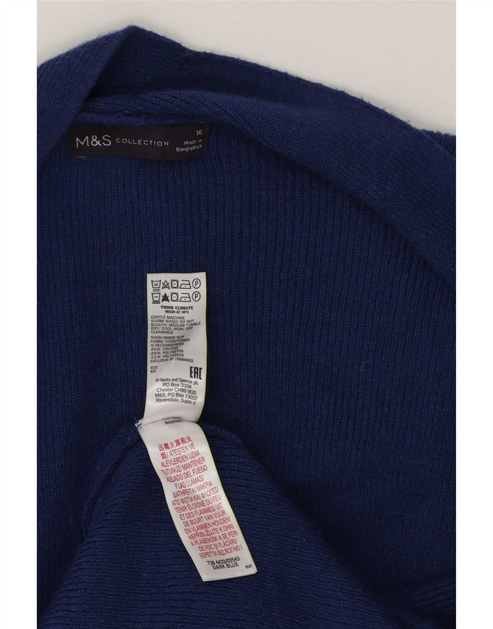 Marks & Spencer Damen-Strickjacke in Übergröße, lang geschnitten, Gr. 40, Größe L, Blau