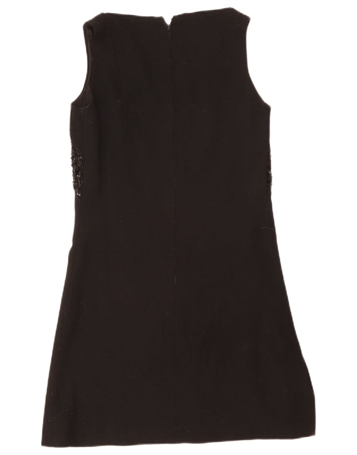 Vintage Damen Ärmelloses Etuikleid IT 44 Medium Schwarz