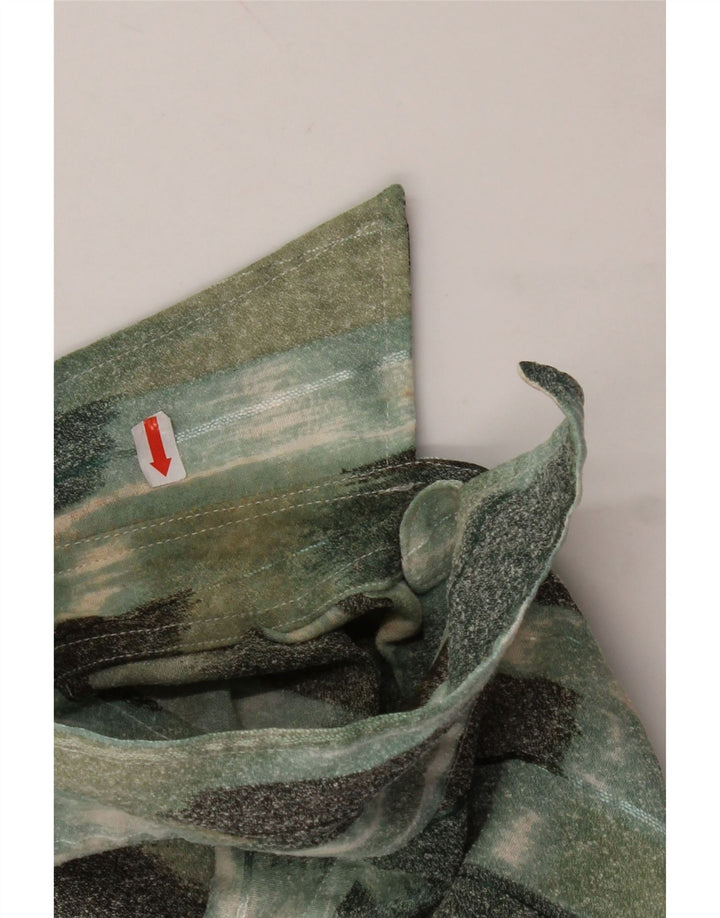 VINTAGE Herren Kurzarmhemd groß grün geometrisch