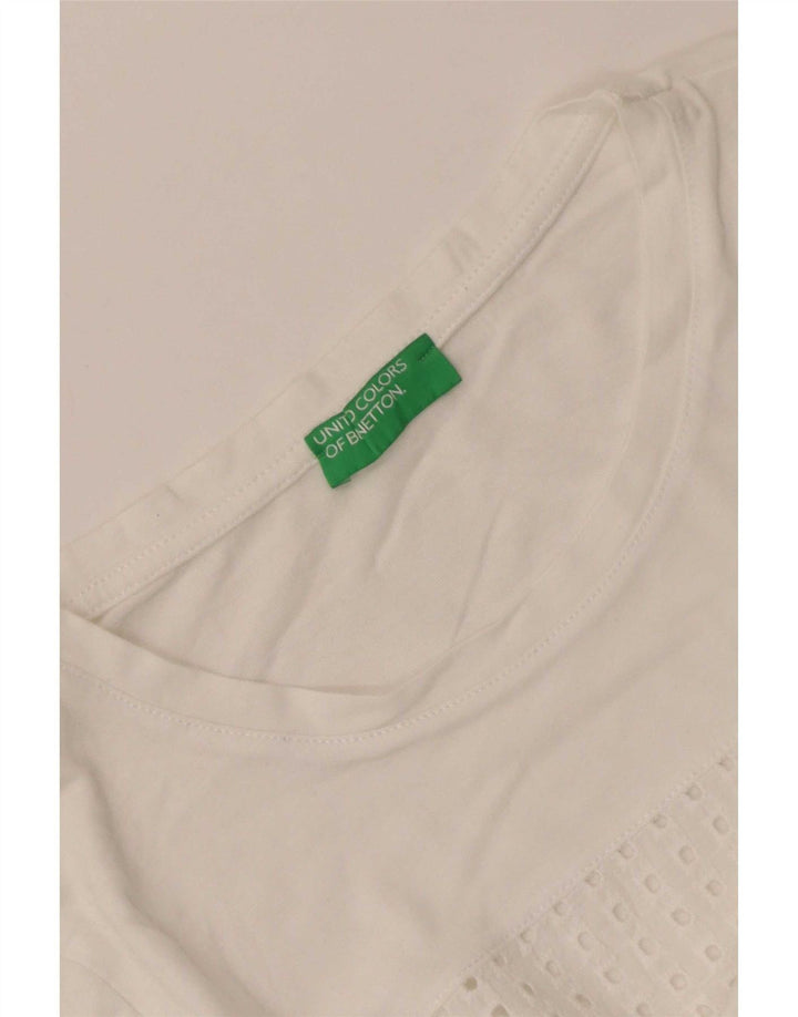 Benetton Damen T-Shirt Top UK 10 Small Weiß