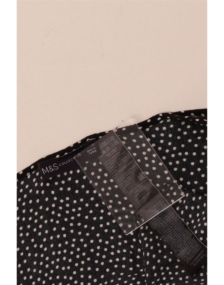 Marks & Spencer Damen Langarm-Blusenoberteil UK 12 Medium Schwarz gepunktet