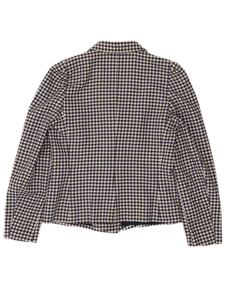 Vintage Damen Zweireihige Blazerjacke IT 42 Medium Navy Blue Gingham