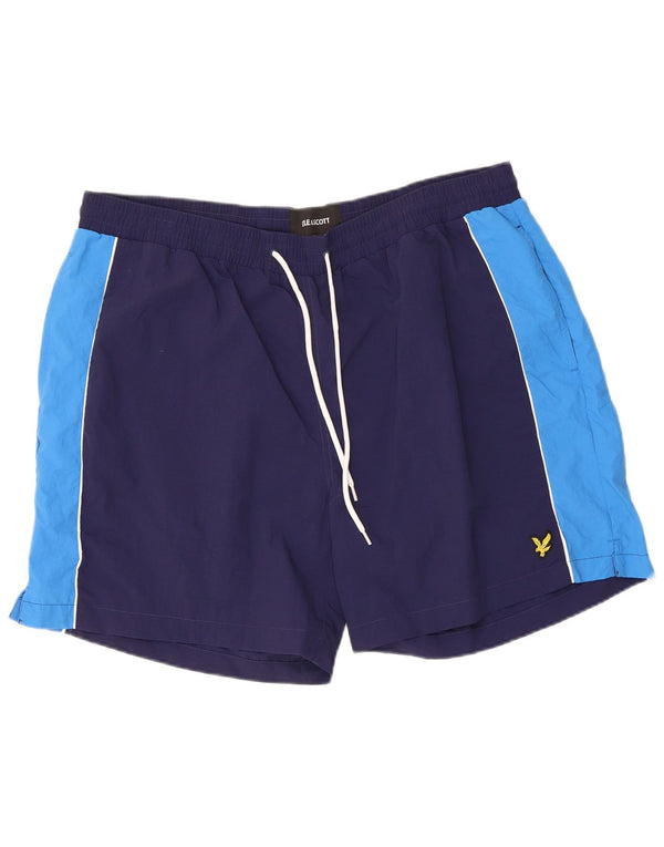 Lyle & Scott Herren-Badeshorts 2XL Marineblaues Colourblock-Nylon