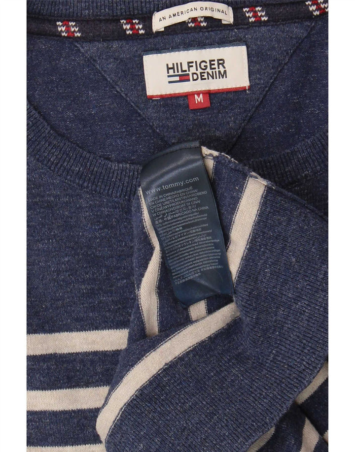 Tommy Hilfiger Herren-Pullover mit U-Boot-Ausschnitt, mittleres Marineblau gestreift