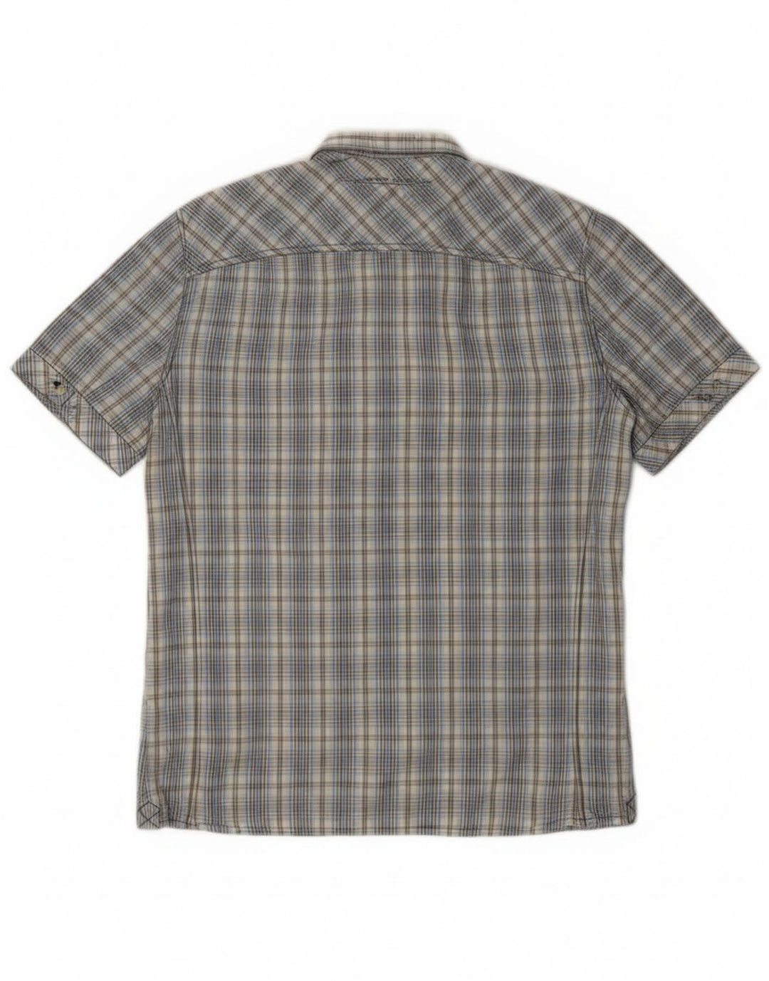 PEPE Jeans Herren Slim Fit Kurzarmhemd Mittelblau karierte Baumwolle