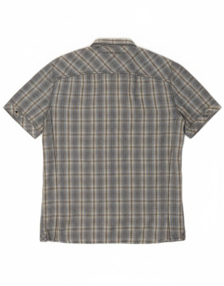 PEPE Jeans Herren Slim Fit Kurzarmhemd Mittelblau karierte Baumwolle