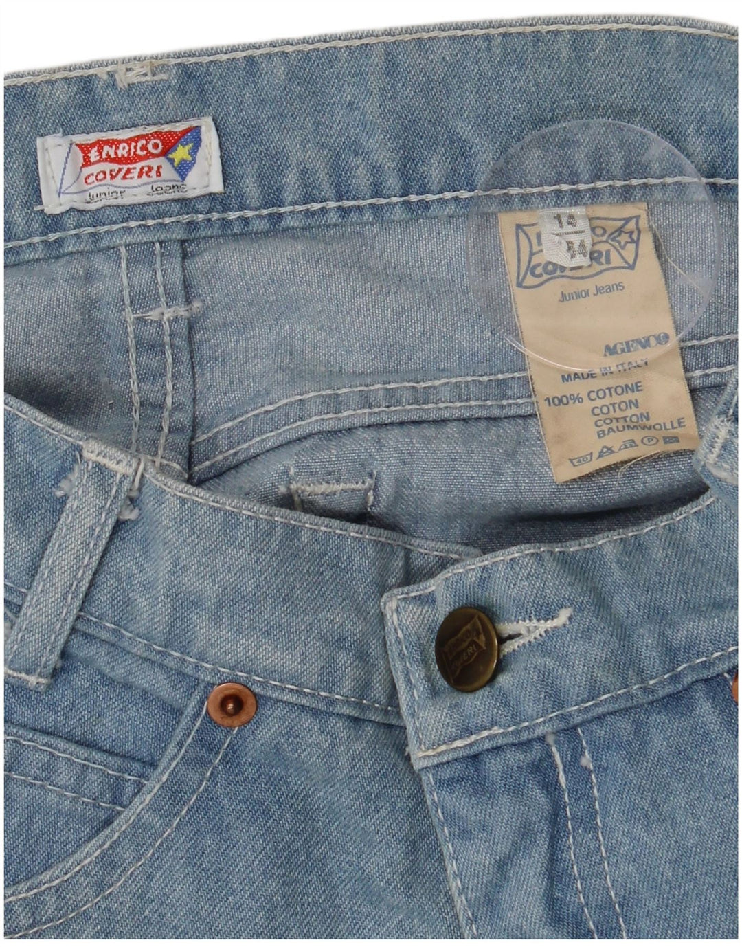 ENRICO COVERI Mädchen-Jeans mit hoher Taille, schmal zulaufend, 13–14 Jahre, W24, L30, Blau