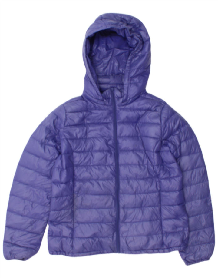 Benetton Wattierte Damenjacke mit Kapuze, UK 14, Größe L, Lila