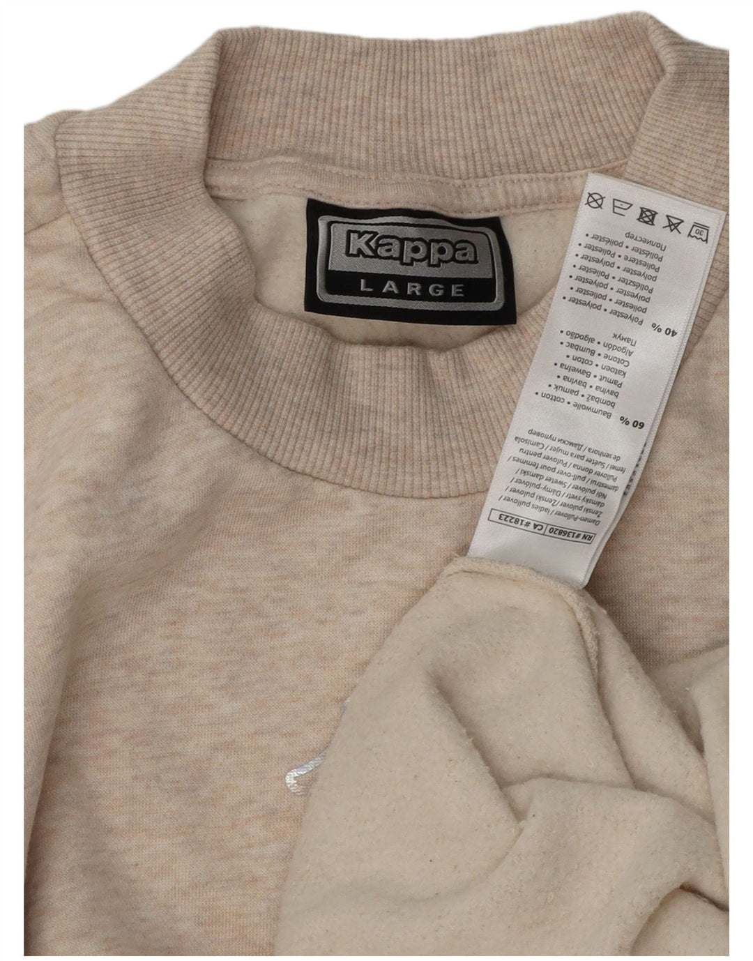 KAPPA Damen Übergroßer Sweatshirt-Pullover UK 16 Large Beige Baumwolle