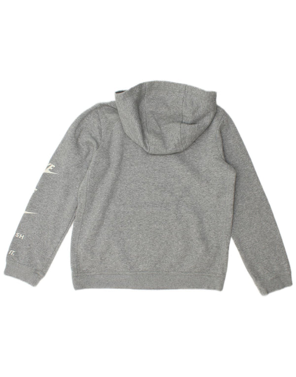 Nike Jungen-Pullover mit grafischem Kapuzenpullover, 12–13 Jahre, groß, grau gefleckte Baumwolle