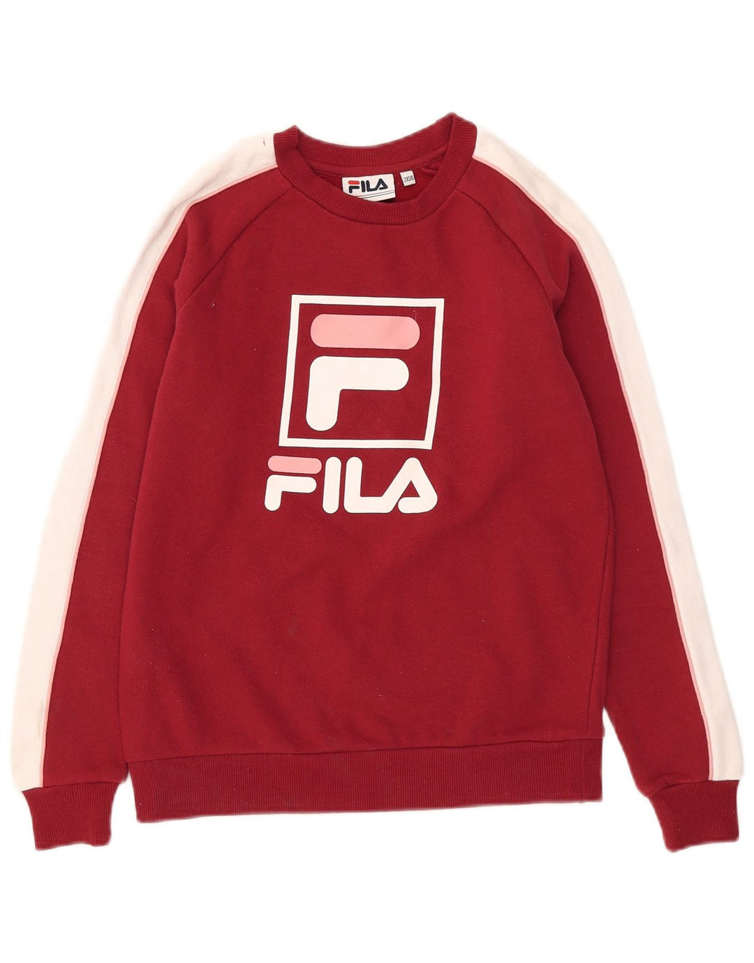 Fila Womens Graphic Oversized Sweatshirt Pullover UK 2 2XS Roter Farbblock