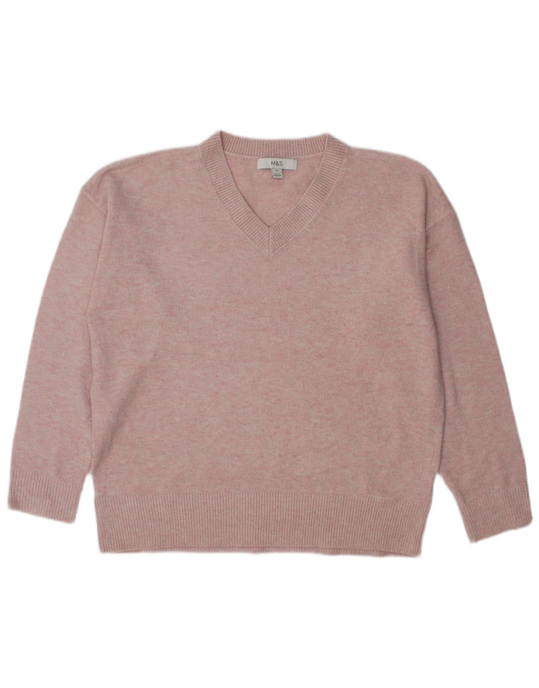 Marks & Spencer Damen-Pullover in Übergröße mit V-Ausschnitt, Gr. 14, Mittelrosa