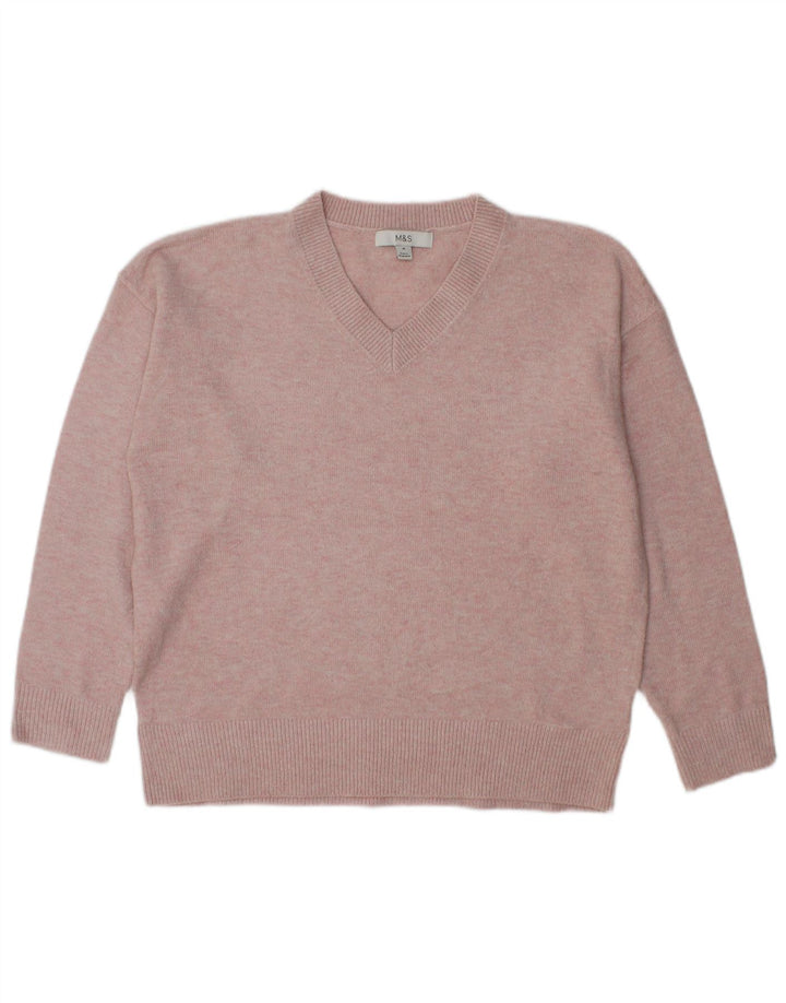 Marks & Spencer Damen-Pullover in Übergröße mit V-Ausschnitt, Gr. 14, Mittelrosa
