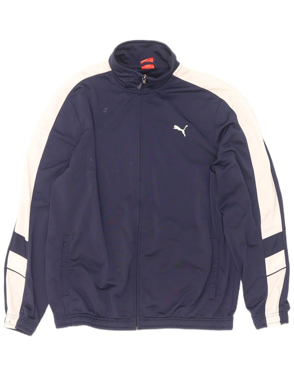 Puma Herren-Trainingsanzug-Top-Jacke XL, Marineblau, Colourblock-Polyester