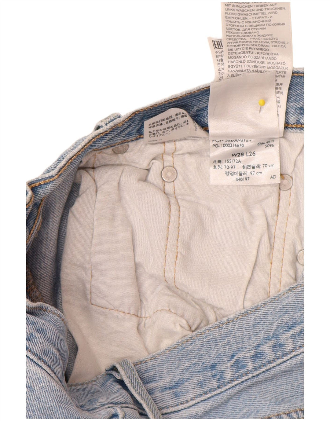 LEVI'S Herren 501 Straight Jeans W28 L26 Blaue Baumwolle