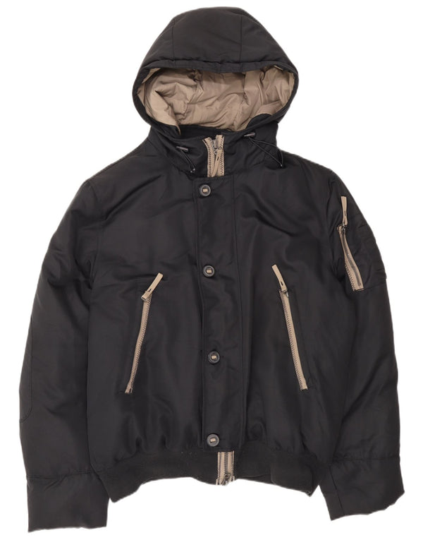 Benetton Herren-Jacke mit Kapuze, gepolstert, Größe 54, 2XL, Schwarz, Polyester