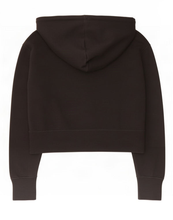 Champion Womens Crop Zip Hoodie Pullover UK 10 Small Schwarz Baumwolle