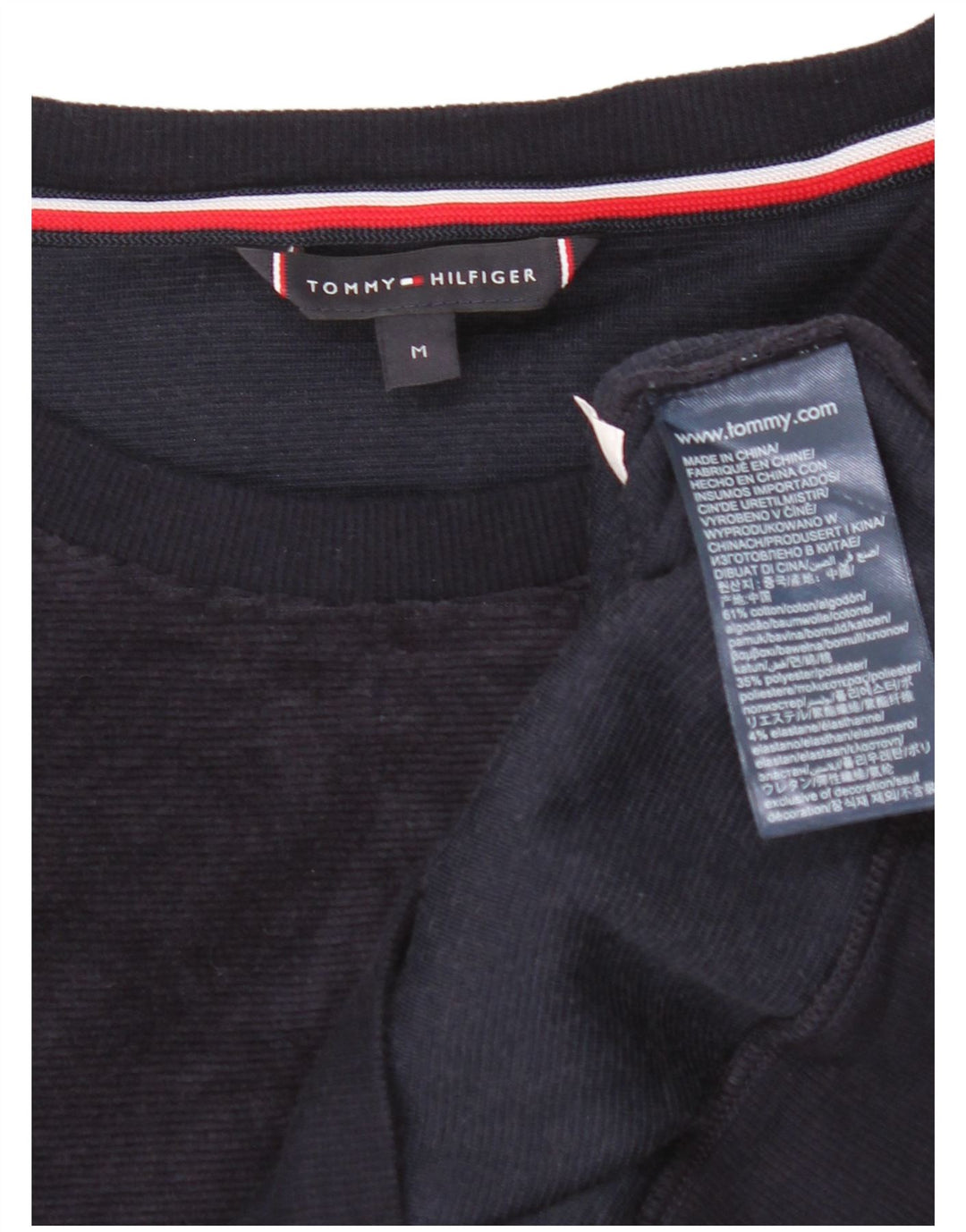 Tommy Hilfiger Herren-Sweatshirt aus Velours mit Grafik, Mittelblau