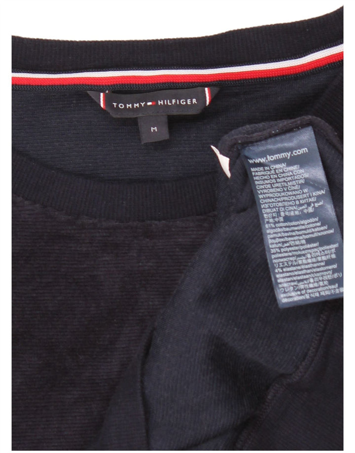 Tommy Hilfiger Herren-Sweatshirt aus Velours mit Grafik, Mittelblau