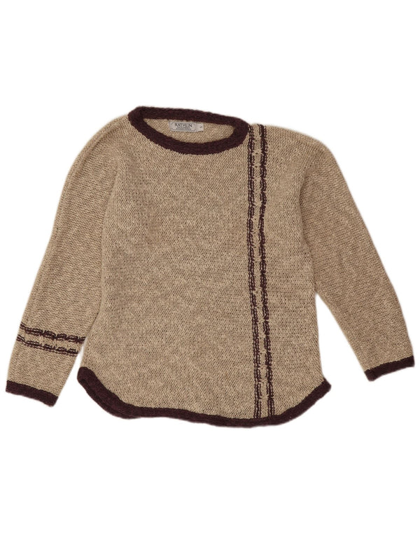 Rathlin Damen-Pullover, übergroß, U-Boot-Ausschnitt, Gr. 10, Größe S, Beige, Baumwolle