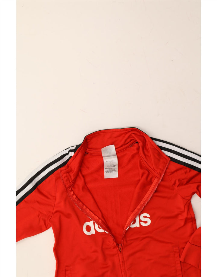 ADIDAS Boys Graphic Tracksuit Top Jacket 6-7 Years Red Polyester Vintage Adidas and Second-Hand Adidas from Messina Hembry 