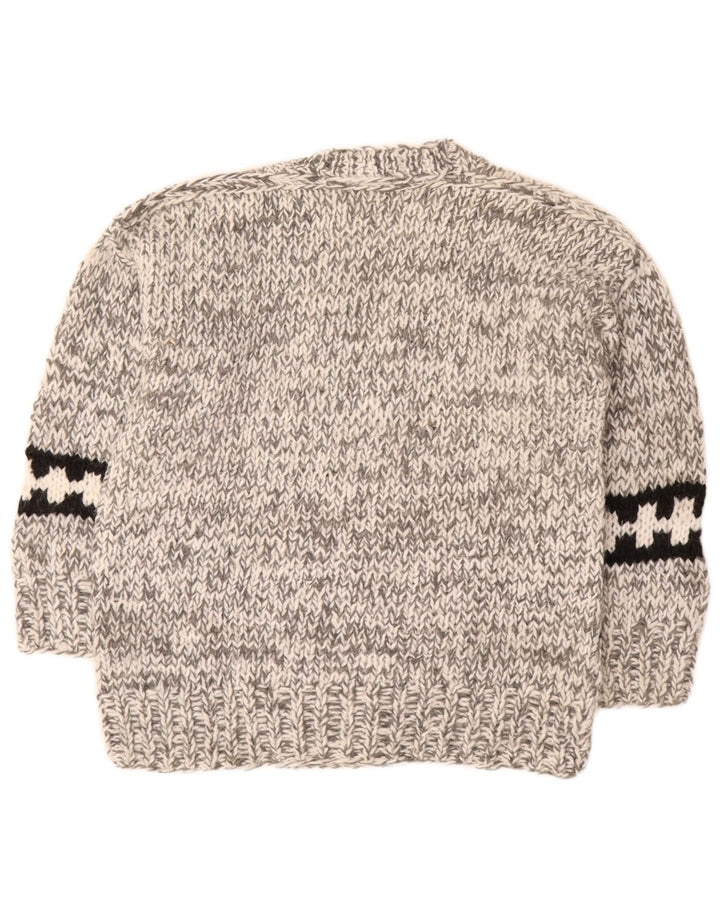 Vintage Herren V-Ausschnitt Pullover Pullover Mittelgrau Fair Isle