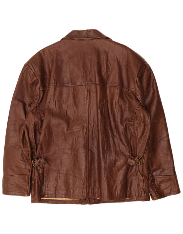 Legendäre Jacke 1957 Herren 4-Knopf-Lederblazer UK 40 Large Braun