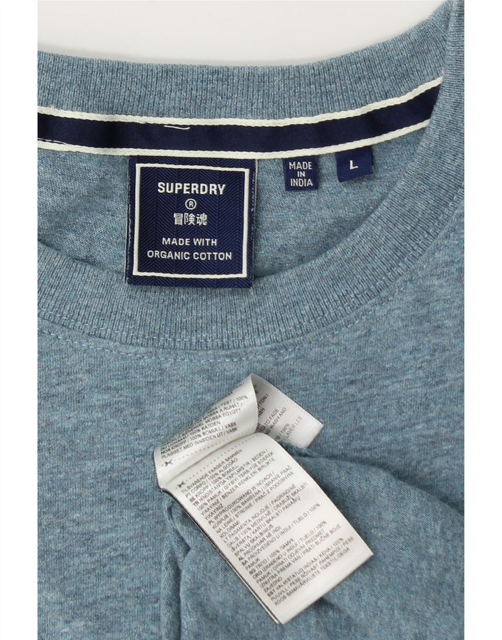 Superdry Herren-T-Shirt-Oberteil, groß, blau gefleckte Baumwolle