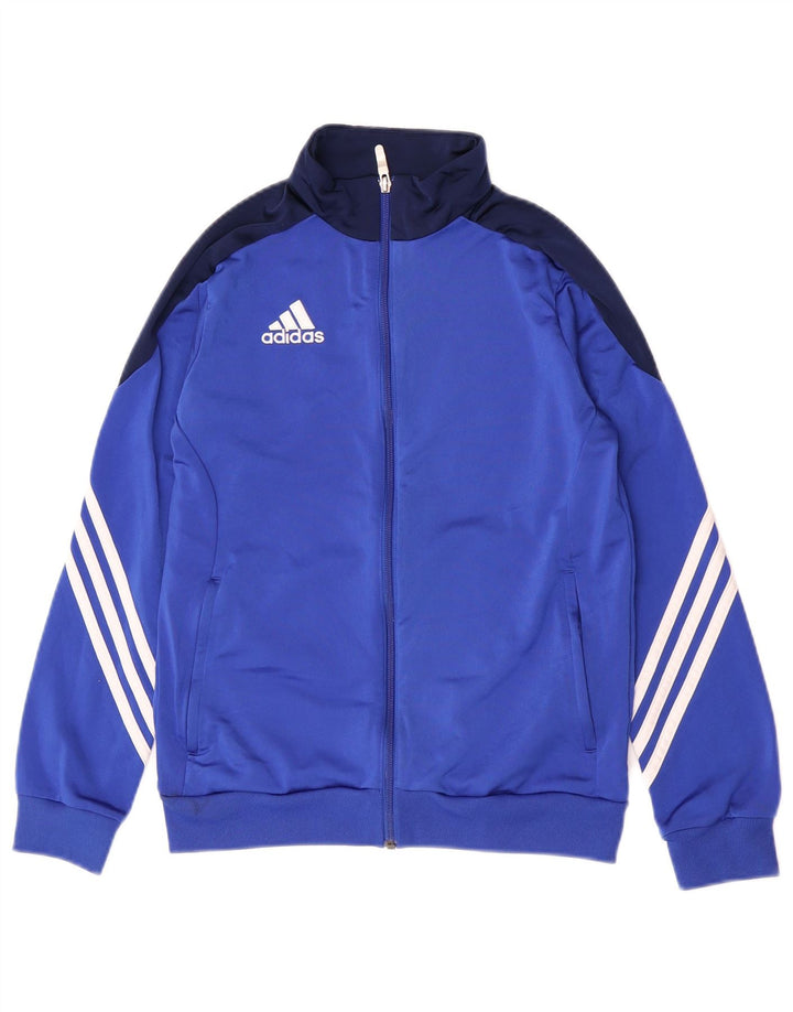 Adidas Jungen-Trainingsanzug-Top-Jacke, 13–14 Jahre, XL, blaues Farbblock-Polyester