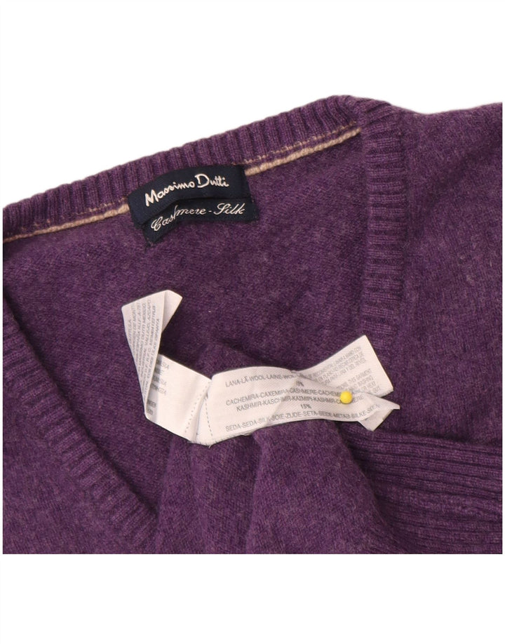 Massimo Dutti Herren V-Ausschnitt Pullover Pullover XL Lila Wolle