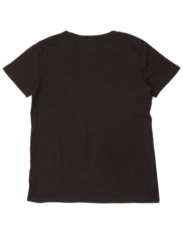 EDDIE BAUER Damen T-Shirt Top UK 18 XL Schwarz Baumwolle