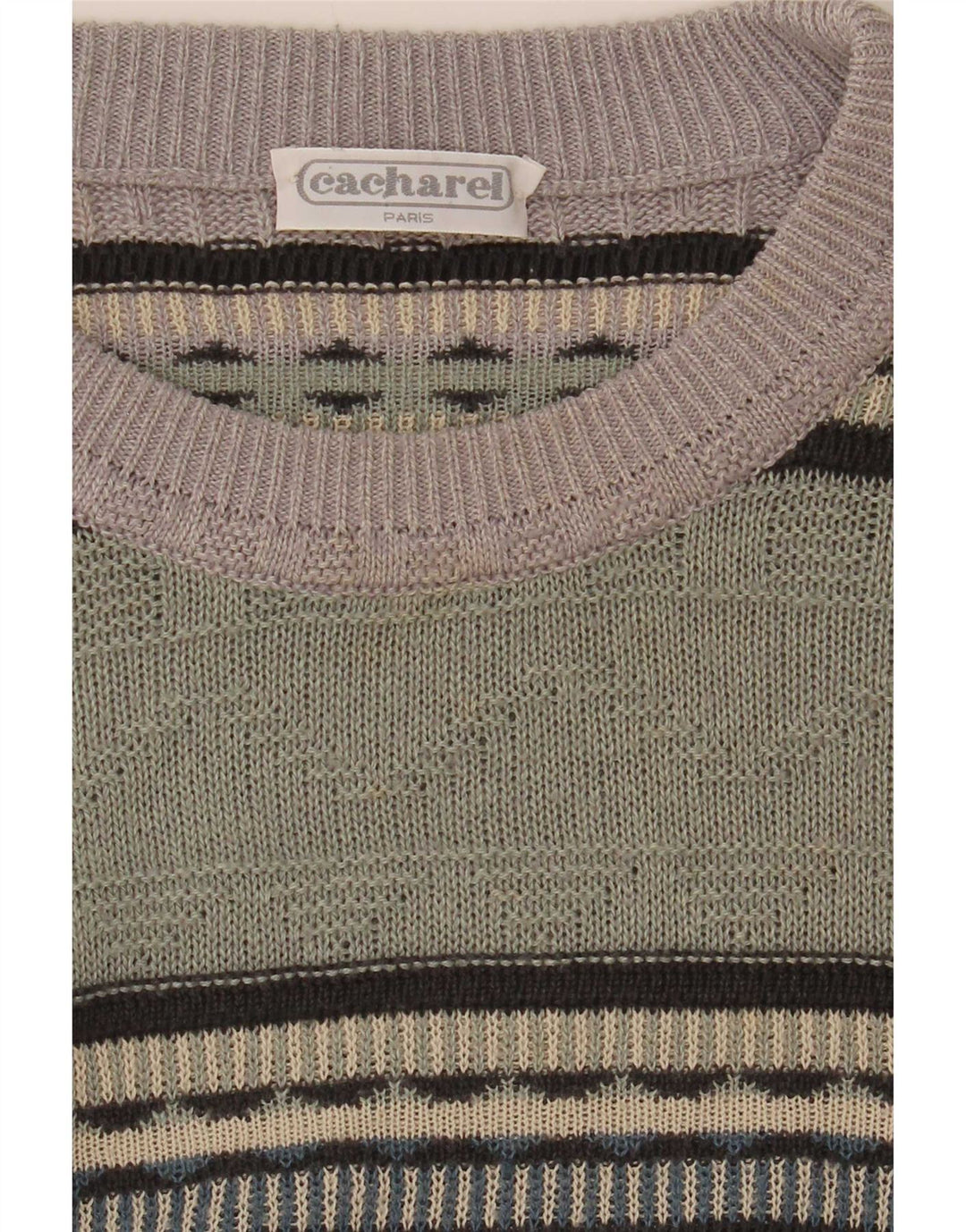 Cacharel Herren-Pullover mit Rundhalsausschnitt, EU 52, groß, grün, Farbblock