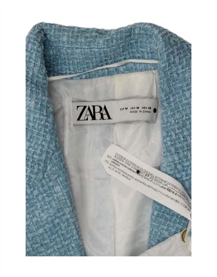 Zweireihiger Blazer für Damen von Zara, UK 14, Mittelblau kariert, Polyester